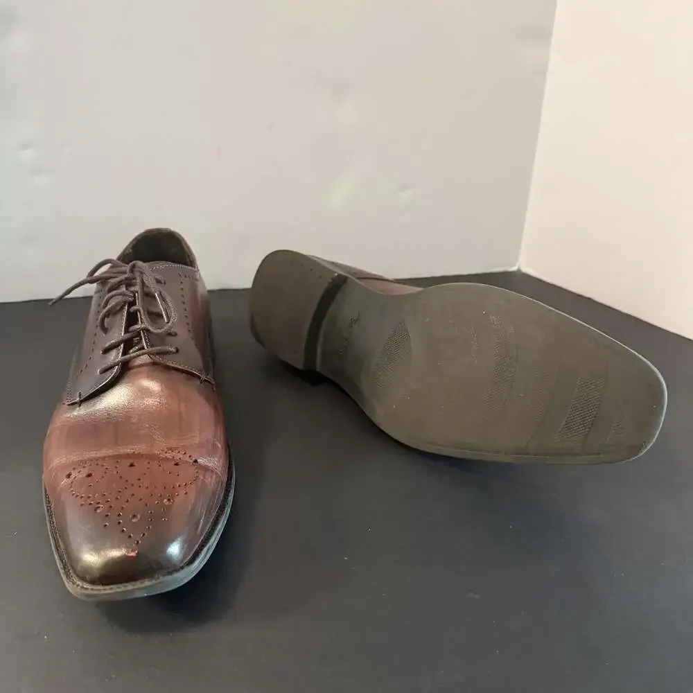 Belvedere‎ Concord Brown Leather Brogue Oxford Shoes Size 8.5D